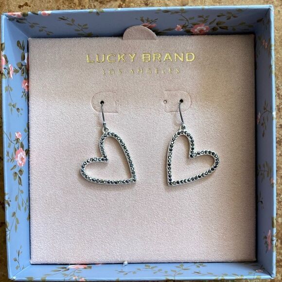 LUCKY Brand silver and marquisate heart dangle earrings
